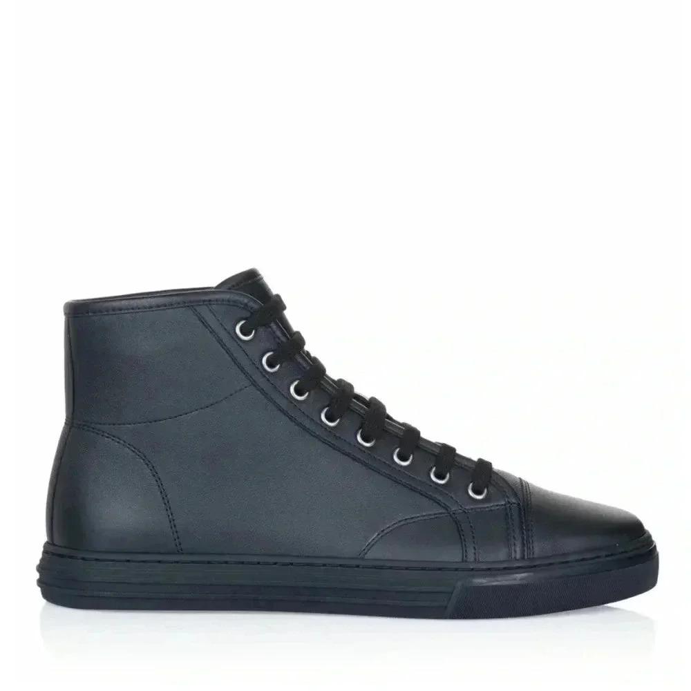 Gucci California Micro Black Leather High Top Size G6, US 6.5/7 - Picture 2 of 8